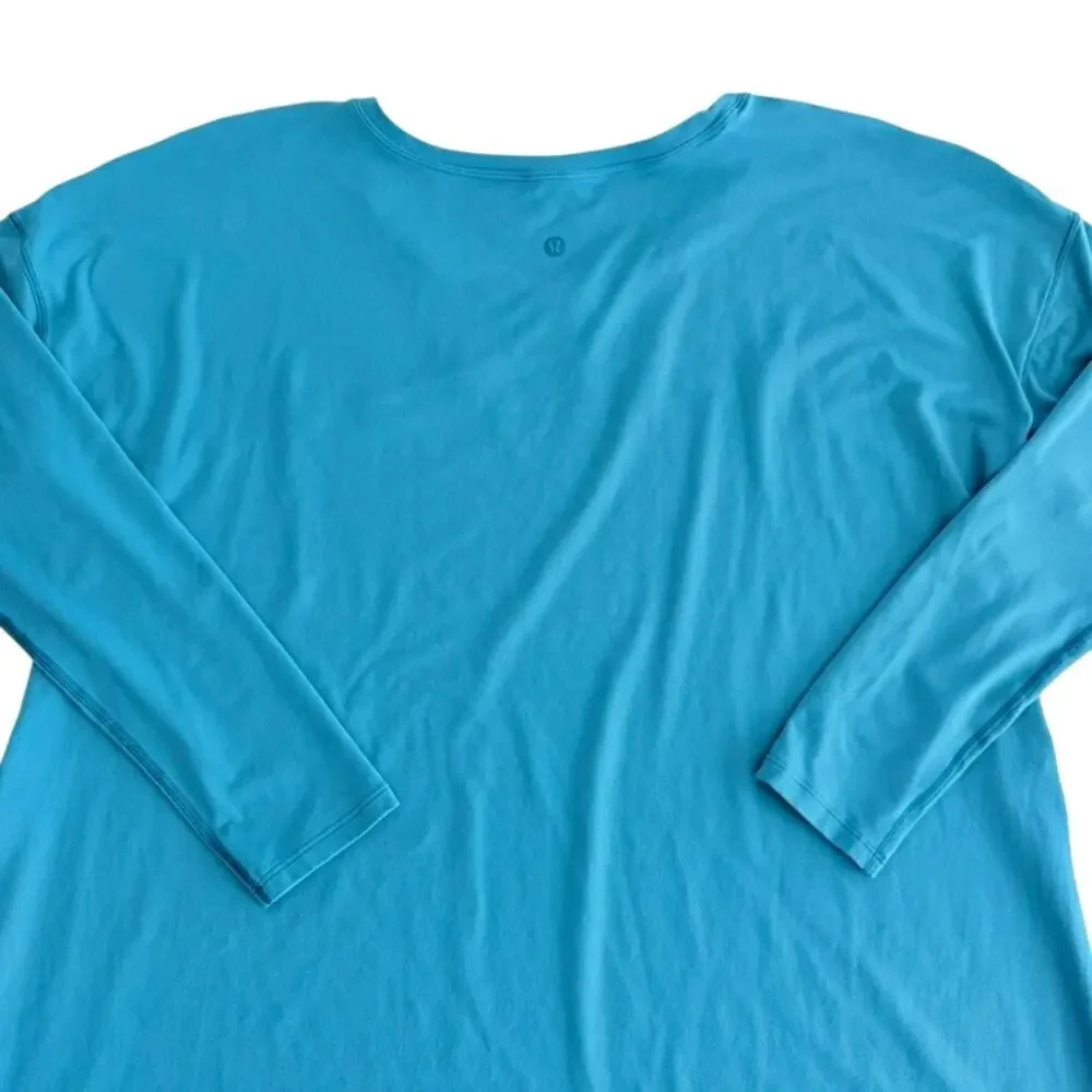 Lululemon Hit Unwind Long Sleeve Tonic Teal Blue Size 12 Rulu Side Tie Loose Fit